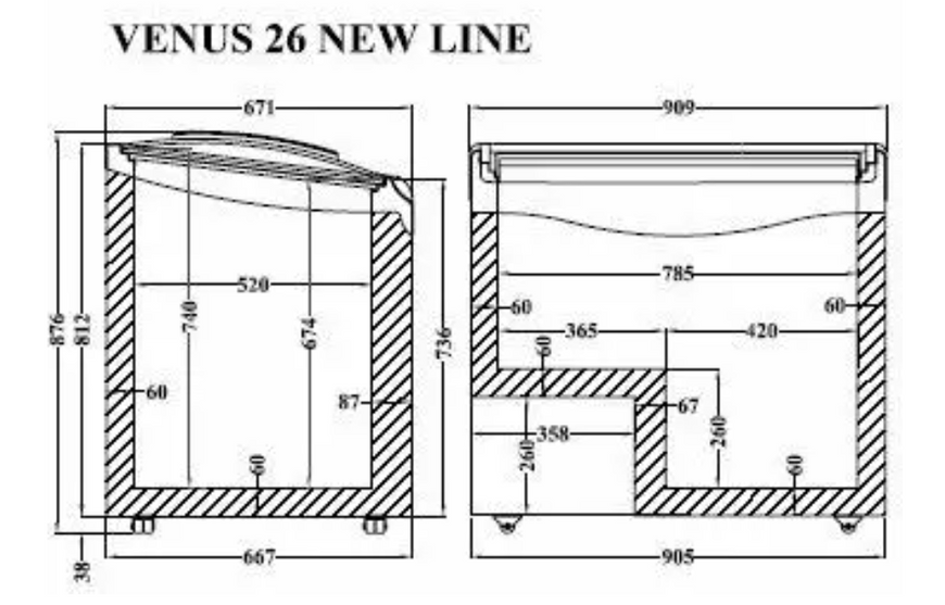 VENUS NL 26 (240 л) морозильный ларь с гнутым раздвижным стеклом CRYSTAL S.A. (Греция) XE0001 фото