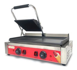 Контактный гриль GoodFood ECG201RF Panini RED с жарочной поверхностью (с пружиной для фиксации верхней плиты в любом положении) VG0374 фото