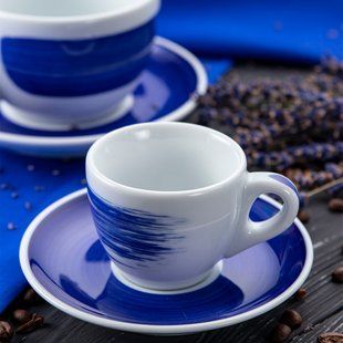 35127 Чашка cappuccino large 260 мл Blue stroke B "Verona Millecolori Hand Painted Brush stroke B Bl BG032658 фото